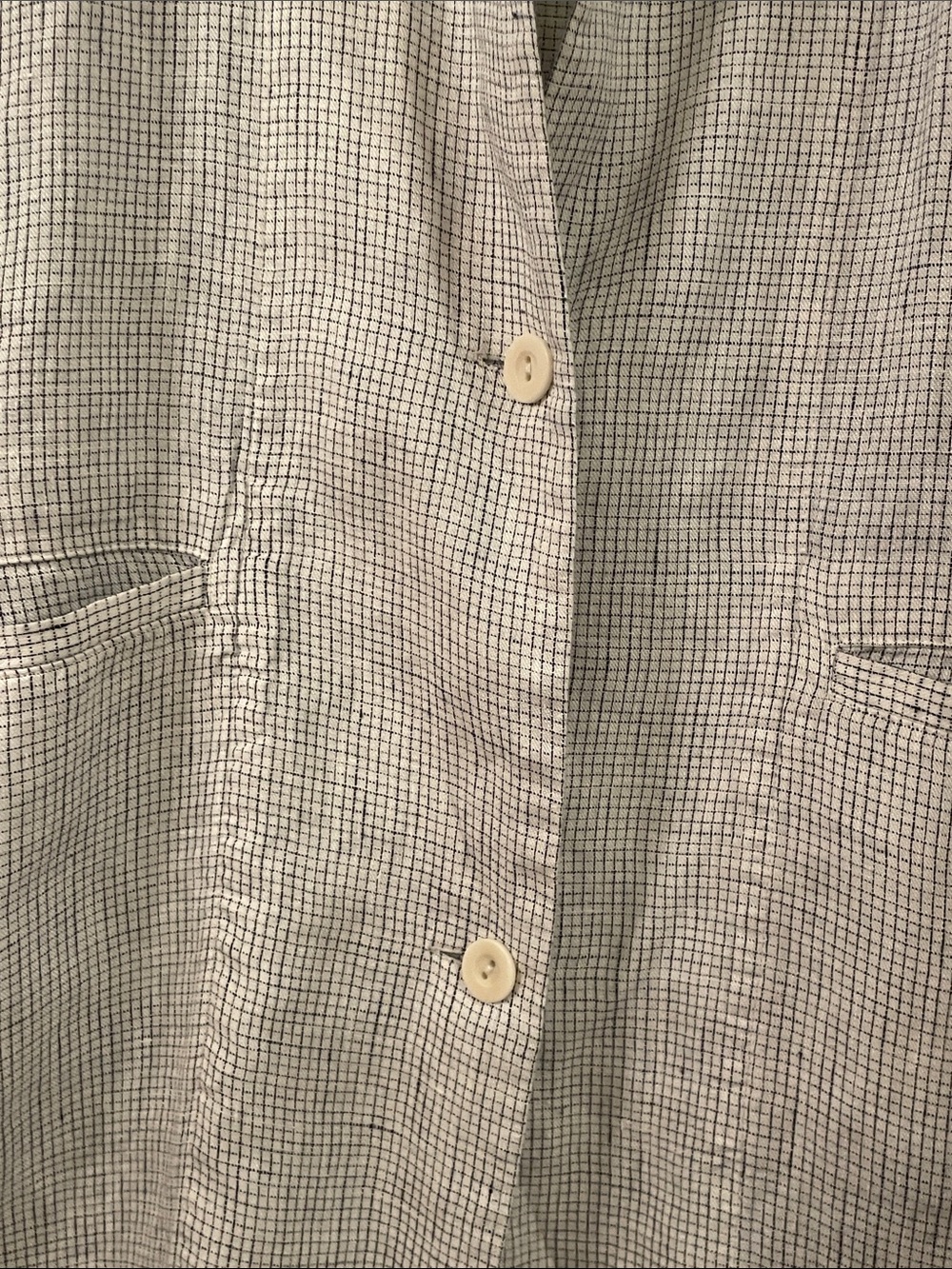 Eileen Fisher Light blue check 100% linen Relaxed Blazer & Pants Set XL - Picture 7 of 12